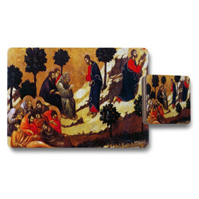 Benjamin Tate Design Placemat And Coaster Set With Jesus Portrait Artwork from B&Q