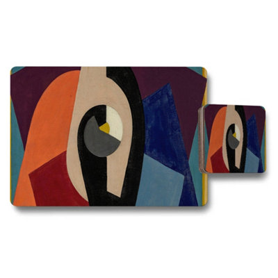 B&Q -  Colorful Abstract Geometric Art Placemats And Coaster Set