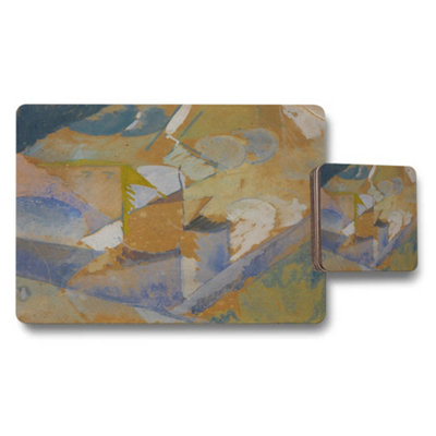 B&Q -  Abstract Geometric Placemat And Coaster Set For Table Decor