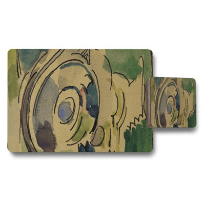 Benjamin Tate Design Abstract Watercolor Placemats And Coaster Set Swirl Design from B&Q