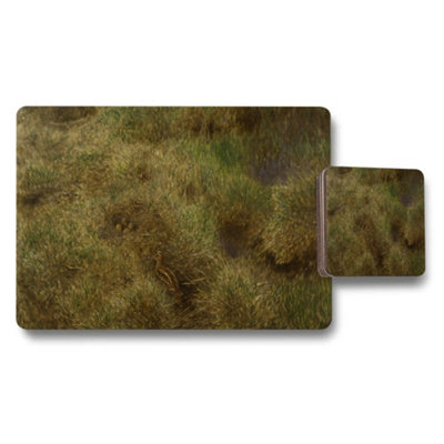 B&Q -  Natural Grass Field Placemats And Coaster Set For Dining