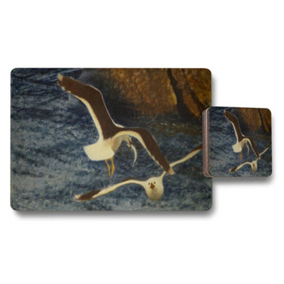 Benjamin Tate Design Seagull Placemats And Coaster Set With Ocean Scene Artwork from B&Q