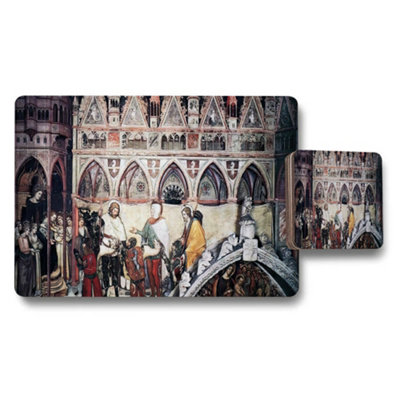 B&Q -  Gothic Cathedral Worship Scene Placemats And Coaster Set