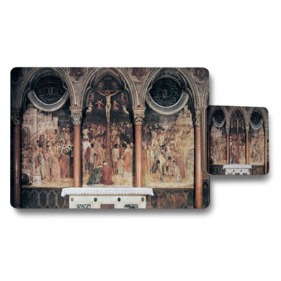 Benjamin Tate Design Historic Church Interior Fresco Placemat And Coaster Set from B&Q