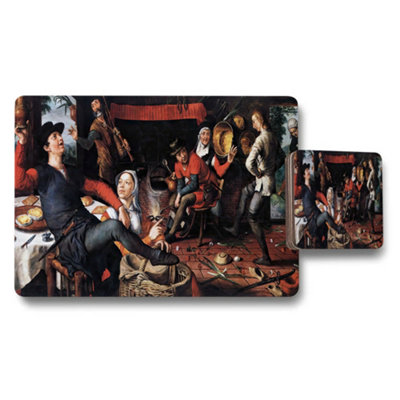 B&Q -  Placemat And Coaster Set With Classic Baroque Painting Design
