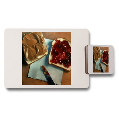 B&Q -  Placemat And Coaster Set With Toast And Jam Artwork