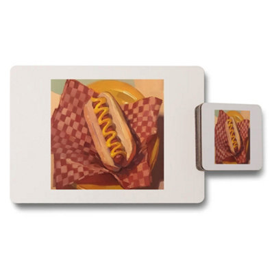 Benjamin Tate Design Hot Dog Placemats And Coasters Set With Checkered Print from B&Q
