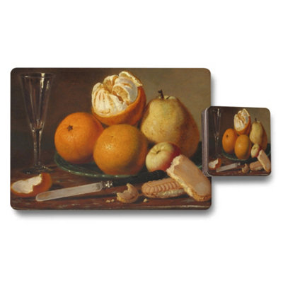 Benjamin Tate Design Fruit Still Life Placemats And Coaster Set For Kitchen Decor from B&Q