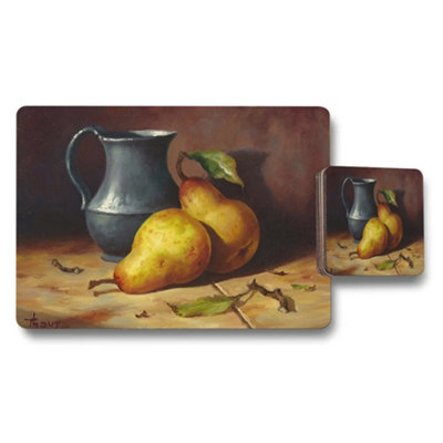 B&Q -  Still Life Pears And Jug Placemats And Coasters Set