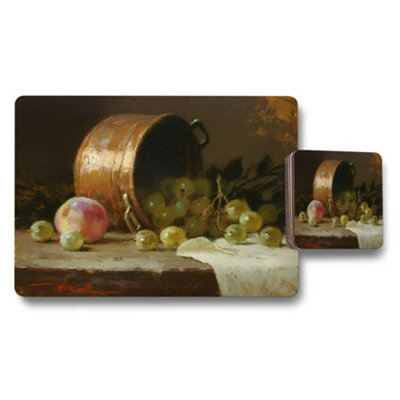 B&Q -  Still Life Grapes And Bucket Placemats And Coasters Set