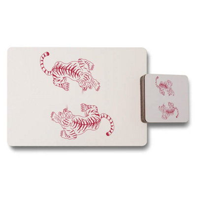 B&Q -  Tiger Print Placemat And Coaster Set For Dining Table