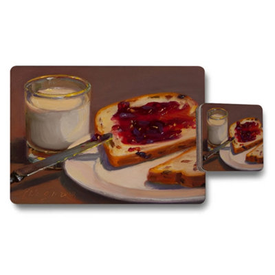 Benjamin Tate Design Still Life Toast With Jam Placemats And Coasters Set from B&Q