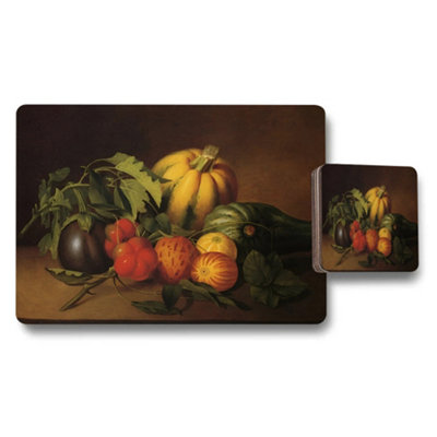 Benjamin Tate Design Vintage Still Life Fruit Placemats And Coaster Set from B&Q