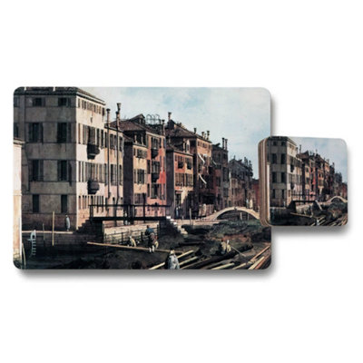 B&Q -  Venice Canal Cityscape Placemat And Coaster Set For Dining Table