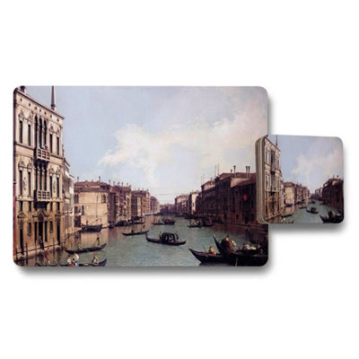 B&Q -  Venice Canal Scene Placemats And Coasters Set With Gondola Boats