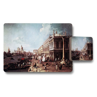Benjamin Tate Design Vintage City Harbor Scene Placemat And Coaster Set from B&Q