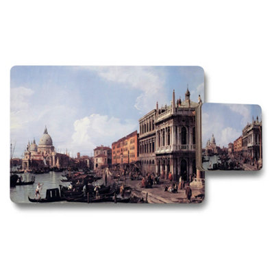 B&Q -  Venice Canal Scene Placemat And Coaster Set With Vintage Artwork