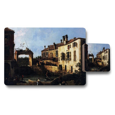 B&Q -  Canal Village Landscape Placemat And Coaster Set For Dining Table