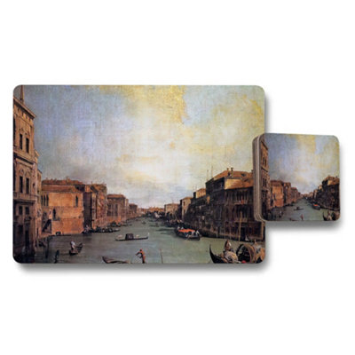 B&Q -  Venetian Canal Cityscape Placemat And Coaster Set With Art Print