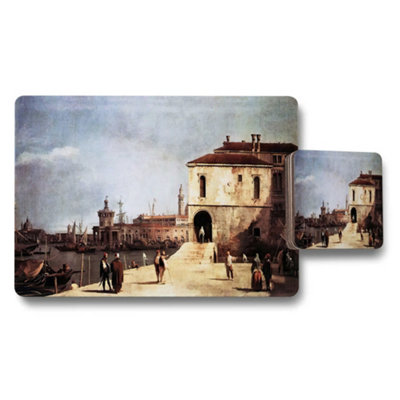 B&Q -  Venetian Harbor Scene Placemat And Coaster Set With Classic Artwork