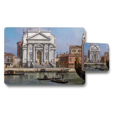 Benjamin Tate Design Elegant Venice Church Cityscape Placemats And Coaster Set from B&Q
