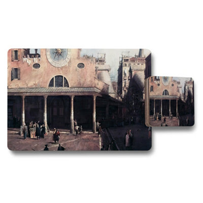 Benjamin Tate Design Historic Cityscape Placemat And Coaster Set With Stone Archways from B&Q