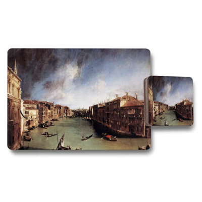 Benjamin Tate Design Venetian Canal Cityscape Placemat And Coaster Set Premium Artwork from B&Q