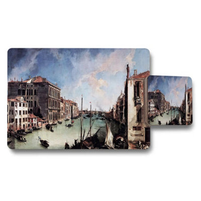 Benjamin Tate Design Venice Canal Scene Placemat And Coaster Set With City Art from B&Q
