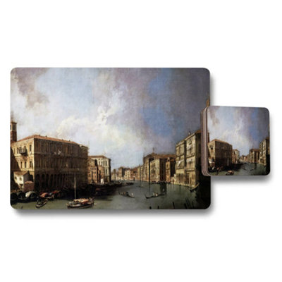 Benjamin Tate Design Venetian Canal Cityscape Artwork Placemat Coaster Set from B&Q