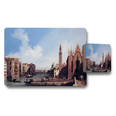 Benjamin Tate Design Venice Canal Cityscape Placemats And Coasters Set Artwork from B&Q