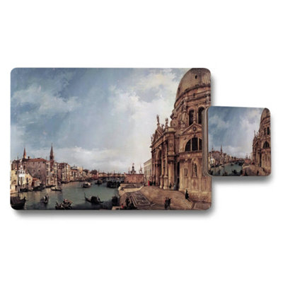B&Q -  Venice Canal Scene Placemat And Coaster Set With Basilica Artwork