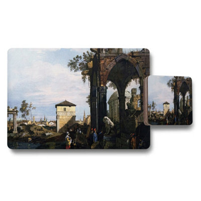 B&Q -  Historic Ruins Landscape Placemats And Coaster Set