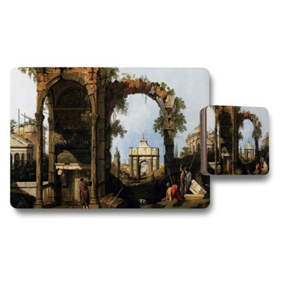 B&Q -  Arch Ruins Landscape Placemat And Coaster Set Art Print