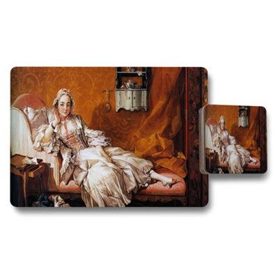 B&Q -  Rococo Style Woman Portrait Placemats And Coasters Set