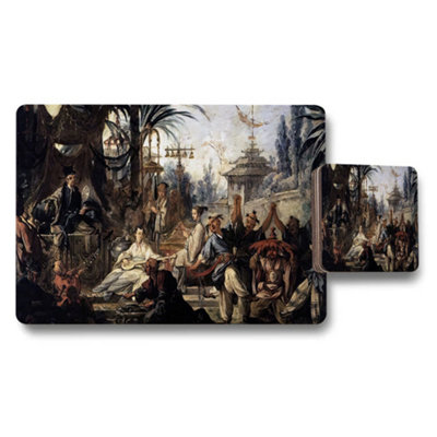 B&Q -  Vintage Asian Market Scene Placemat And Coaster Set