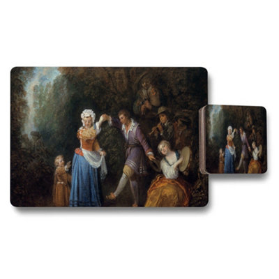 B&Q -  Vintage Art Placemat And Coaster Set Forest Scene Artwork