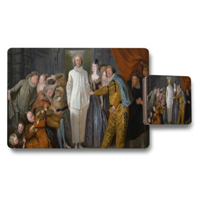 B&Q -  Classic Art Placemat And Coaster Set With Historic Scene