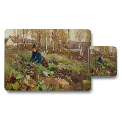 B&Q -  Impressionist Landscape Placemat Coaster Set With Autumn Scene