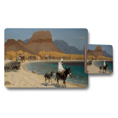 Benjamin Tate Design Desert Caravan Scene Placemats And Coasters Set With Camels from B&Q