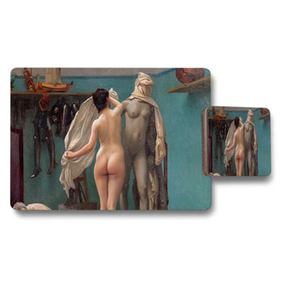 Benjamin Tate Design Nude Figures Classic Art Placemats And Coasters Set from B&Q