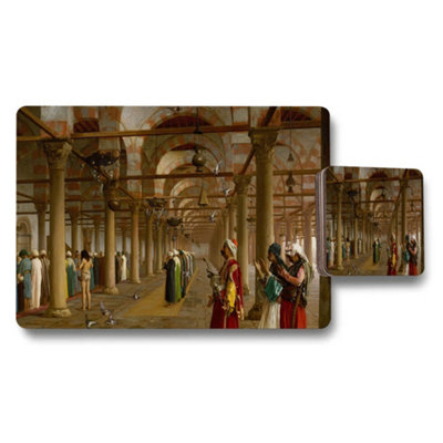 Benjamin Tate Design Ottoman Bazaar Market Hall Scene Placemats And Coaster Set from B&Q