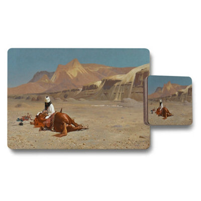 Benjamin Tate Design Desert Landscape Horse Rider Placemats And Coasters Set from B&Q