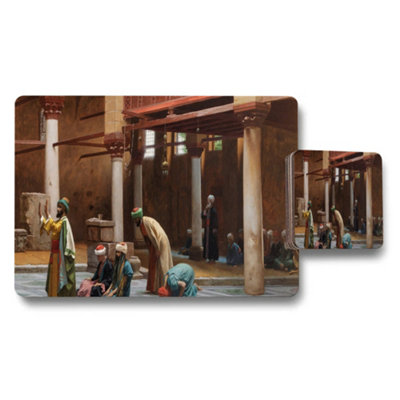 B&Q -  Islamic Art Placemat And Coaster Set With Historical Scene