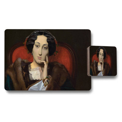 B&Q -  Portrait Placemats And Coasters Set Featuring Vintage Woman Artwork