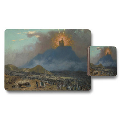 B&Q -  Placemat And Coaster Set With Dramatic Mountain Summit Artwork