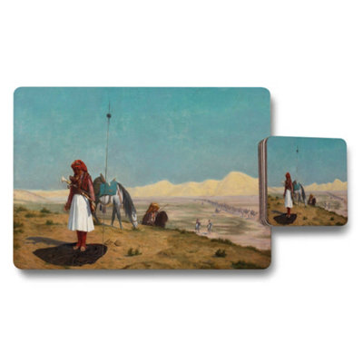 Benjamin Tate Design Desert Landscape Placemat And Coaster Set With Nomadic Figures from B&Q