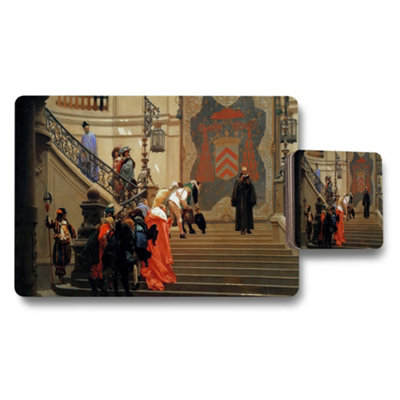 B&Q -  Victorian Coronation Staircase Placemats And Coaster Set
