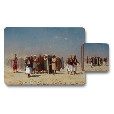 Benjamin Tate Design Desert Caravan Placemats And Coaster Set With Historic Scene Artwork from B&Q
