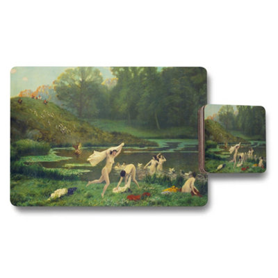 B&Q -  Nude Bathers By The Lake Placemats And Coaster Set