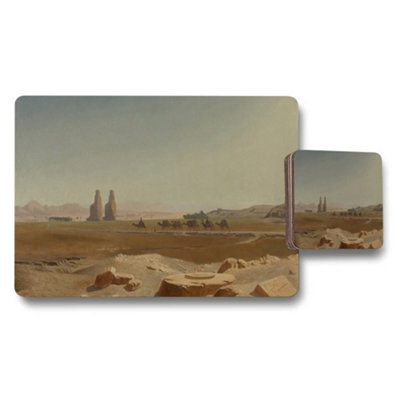 Benjamin Tate Design Desert Scene Placemat And Coaster Set With Camel Caravan from B&Q